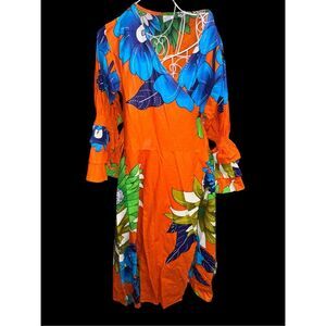 Beautiful UNIQUE The African Star Women's Printed and Denim Long Sleeve Maxi Dre